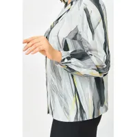 Блузка Swallow 772.5 Принт  серо-бежевые разводы