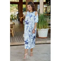 Платье Vittoria Queen 28633 молочный, синий, принт