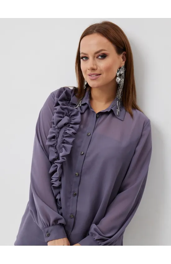 Блузка Condra Deluxe 16300 серый-фиолетовый