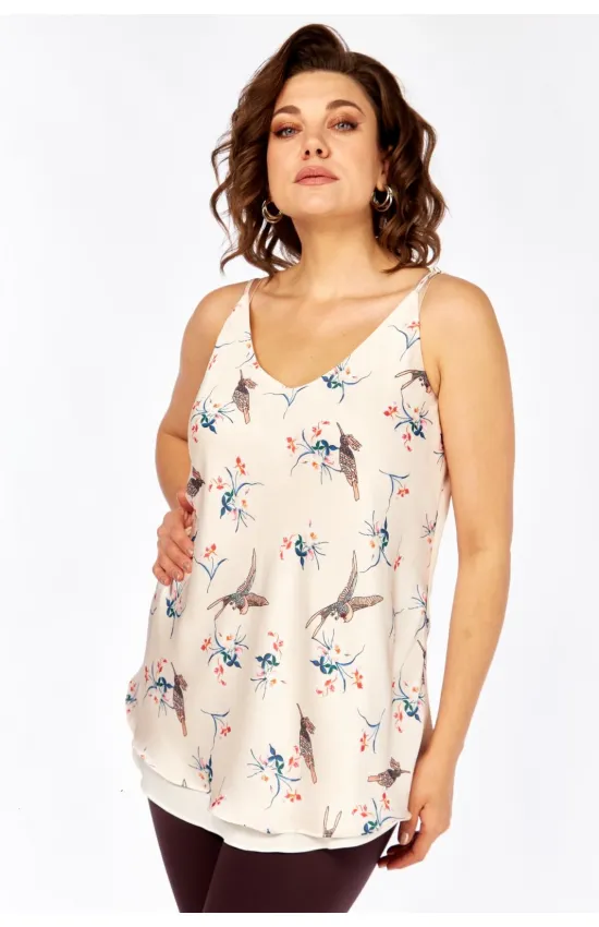 Блузка Avenue 0346 молочный, дизайн птички