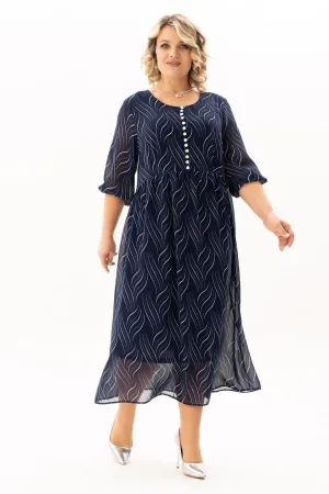 Платье Algranda 4145-с Синий,Молочный