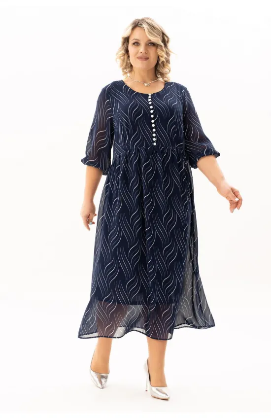 Платье Algranda 4145-с Синий,Молочный