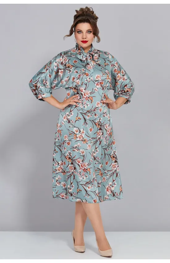 Платье Mira Fashion 5451-2 цветы на голубом