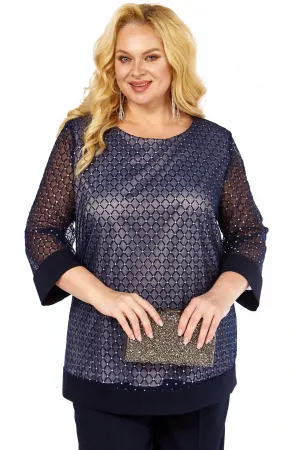 Блузка Элль-Стиль 2435/1 а темно-синий