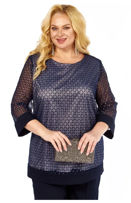 Блузка Элль-Стиль 2435/1 а темно-синий