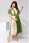Платье Асолия 2682 бежево-зелёный