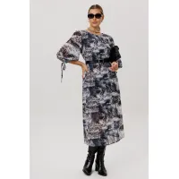 Платье Anelli 1733 Леопардовый серый