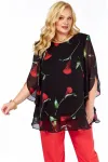 Блузка Элль-Стиль 2213.11 а черный, принт цветы