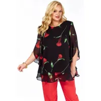 Блузка Элль-Стиль 2213.11 а черный, принт цветы