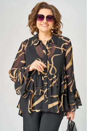 Блузка Eva Grant 7221 принт ленты