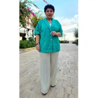 Брюки Vittoria Queen 28763 бежевый с зеленью