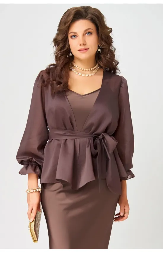 Блузка Fita 20762 Туника с поясом шоколад