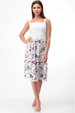 Платье Anelli 517 белый- принт птицы