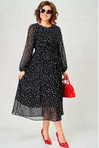 Платье Eva Grant 7177C черный в мелкий горох