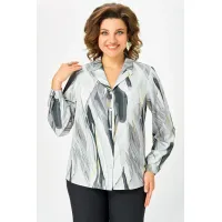 Блузка Swallow 772.5 Принт  серо-бежевые разводы