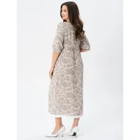 Платье Your Size 2253/164 Серо-бежевый с принтом