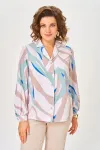 Блузка Swallow 772.4 пудровый, в мятный, бежевый и ярко-голубой принт