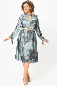 Платье Swallow 707.1 принт «тропические листья в светло- бирюзовых и тёмных оттенках»