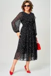 Платье Eva Grant 7177C черный в мелкий горох