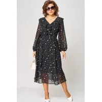 Платье Eva Grant 7297В черный в белый горох