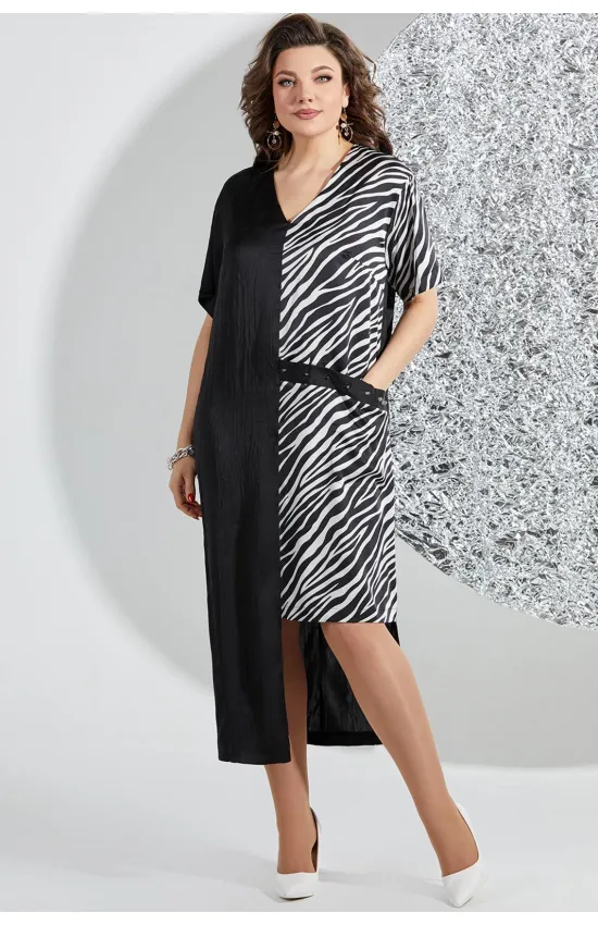 Платье Mira Fashion 5533 черный с принтом зебра