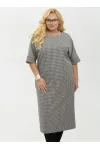 Платье Your Size 2264/164 Черно-белый в «гусиную лапку»