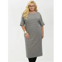 Платье Your Size 2264/164 Черно-белый в «гусиную лапку»