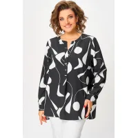 Блузка Swallow 851.1 чёрный в белый принт