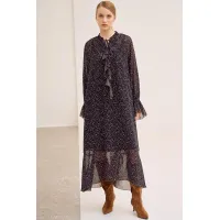 Платье Lokka 1681Т черный/принт цветы Платье Lokka 1681Т черный/принт цветы