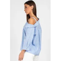 Блузка Vizavi 726 бело-голубая полоска