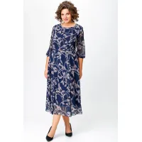 Платье Swallow 780 Синий, принт Ночной сад