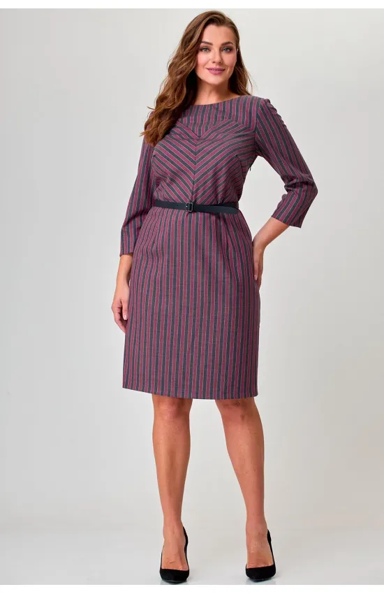 Платье Anelli 478 полоска бордо