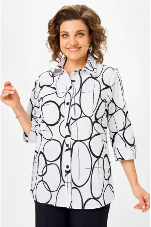 Блузка Белэльстиль 877-326 белый+черный