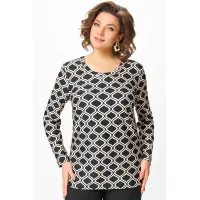 Блузка Swallow 878 чёрный, Принт «молочные ретро-волны»