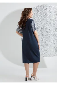 Платье Mira Fashion 5553 синий+белая полоска
