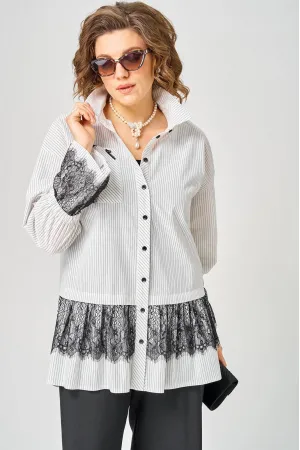 Блузка Eva Grant 5002 белый в полоску