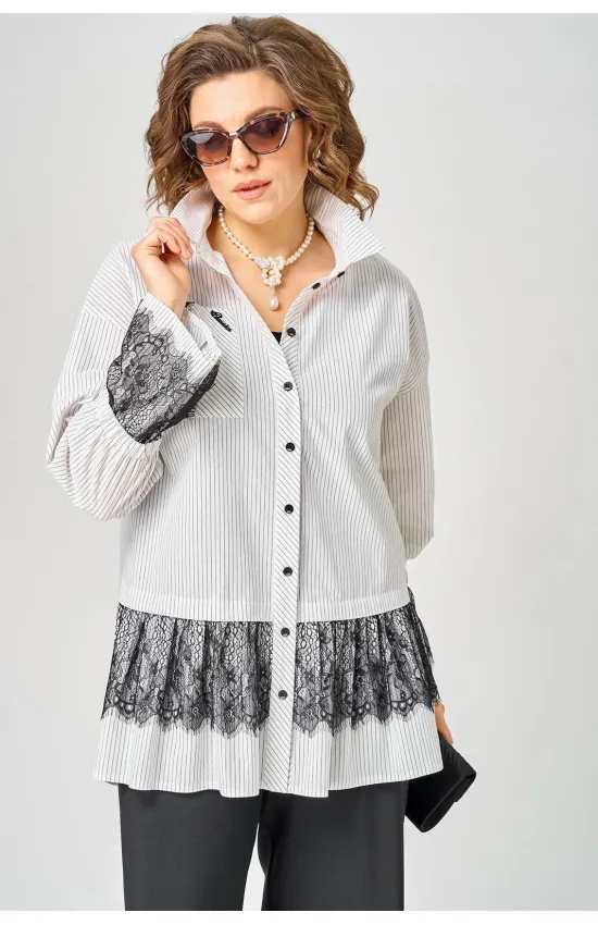 Блузка Eva Grant 5002 белый в полоску