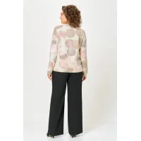 Кардиганы Swallow 889.1 молочный/принт круги в тёмно-бежевых оттенках