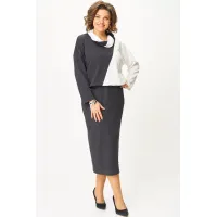 Платье Кокетка И К 1322 серый+белый