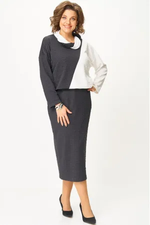 Платье Кокетка И К 1322 серый+белый