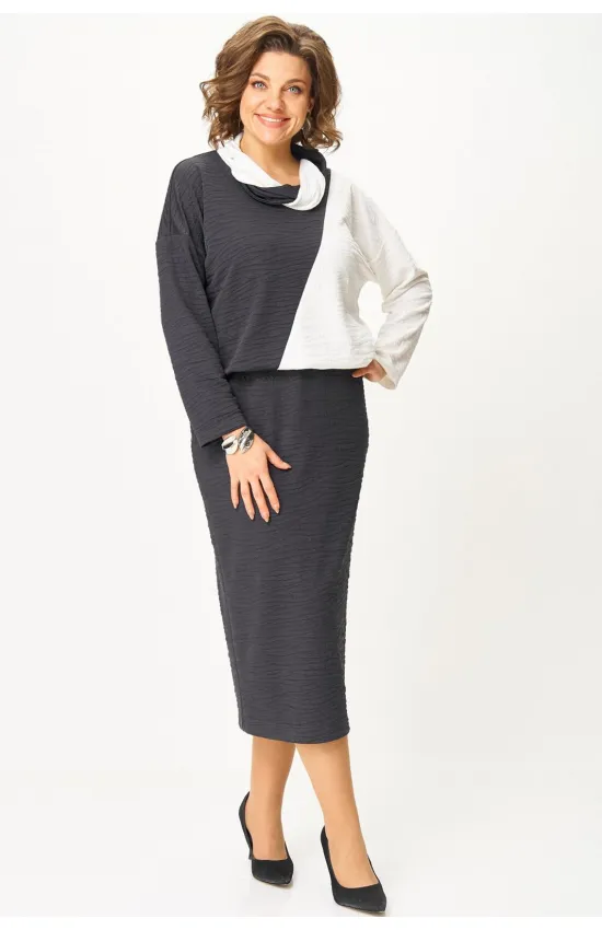 Платье Кокетка И К 1322 серый+белый