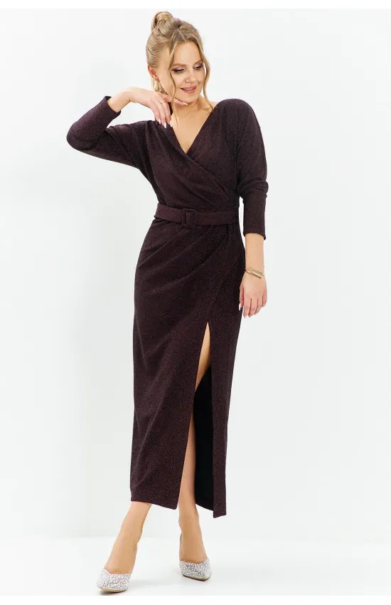 Платье Euromoda 579 коричневые оттенки(кофе)