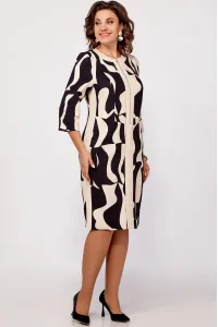 Платье Swallow 798 бежево-чёрный принт