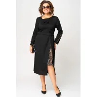 Платье Eva Grant 7220Б черный+принт капучино