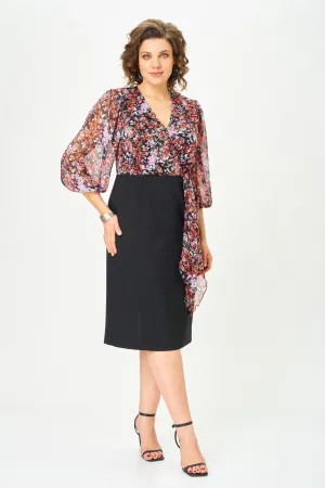 Платье Орхидея Люкс 1675 Разноцветный, Черный