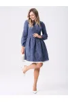 Платье Your Size 2268/164 Синий с добавлением бежевых нитей