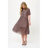 Платье Talia Fashion 424 геометрический принт в черно- коричневых тонах.