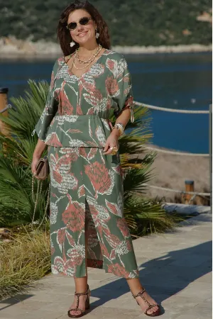 Платье Vittoria Queen 27813 зеленый, оранжевый, принт