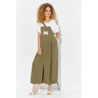 Платье Euromoda 610 хаки + белый