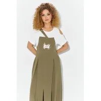 Платье Euromoda 610 хаки + белый